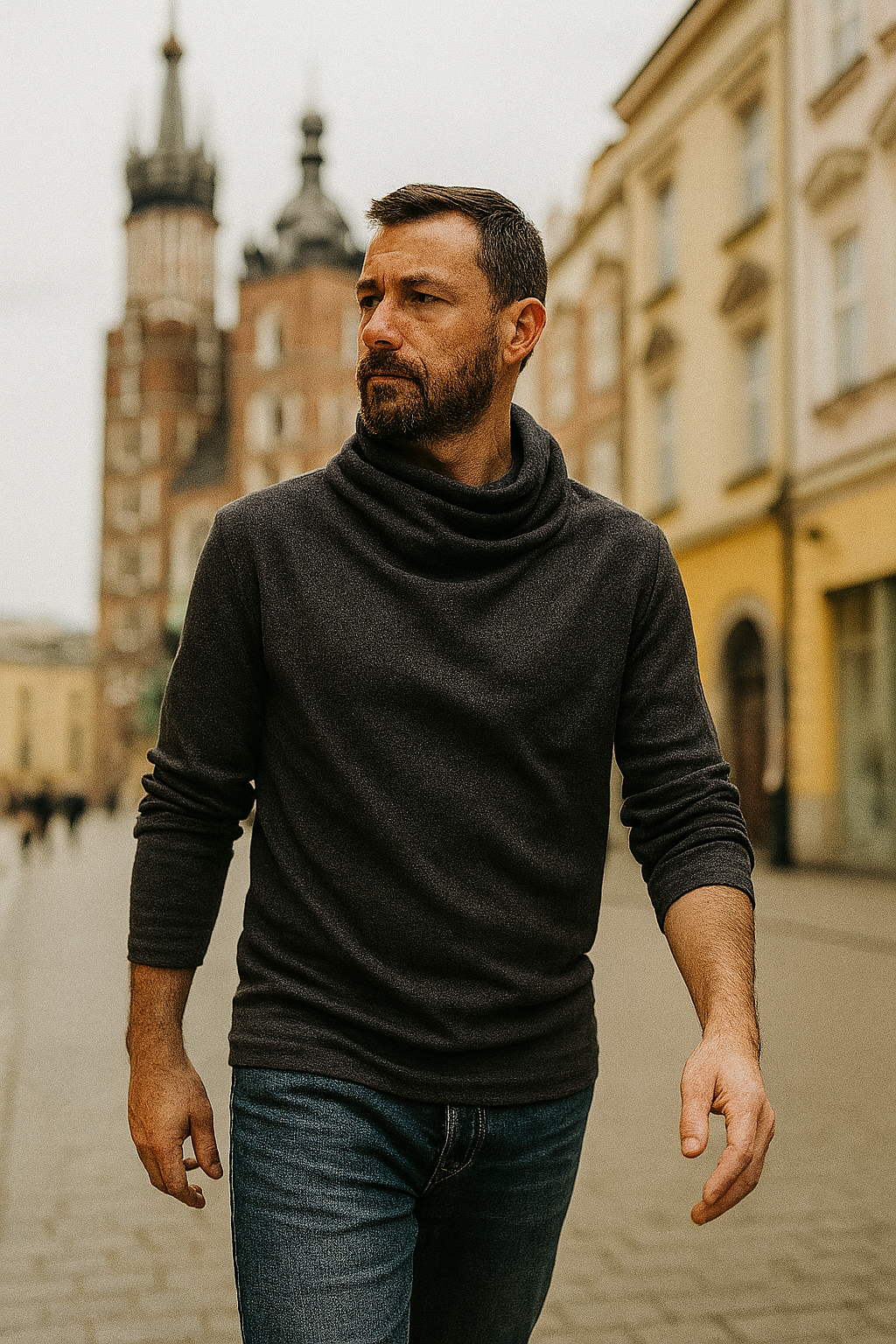 Adrian | Męski Zimowy Golfowy Sweter | Jednolity