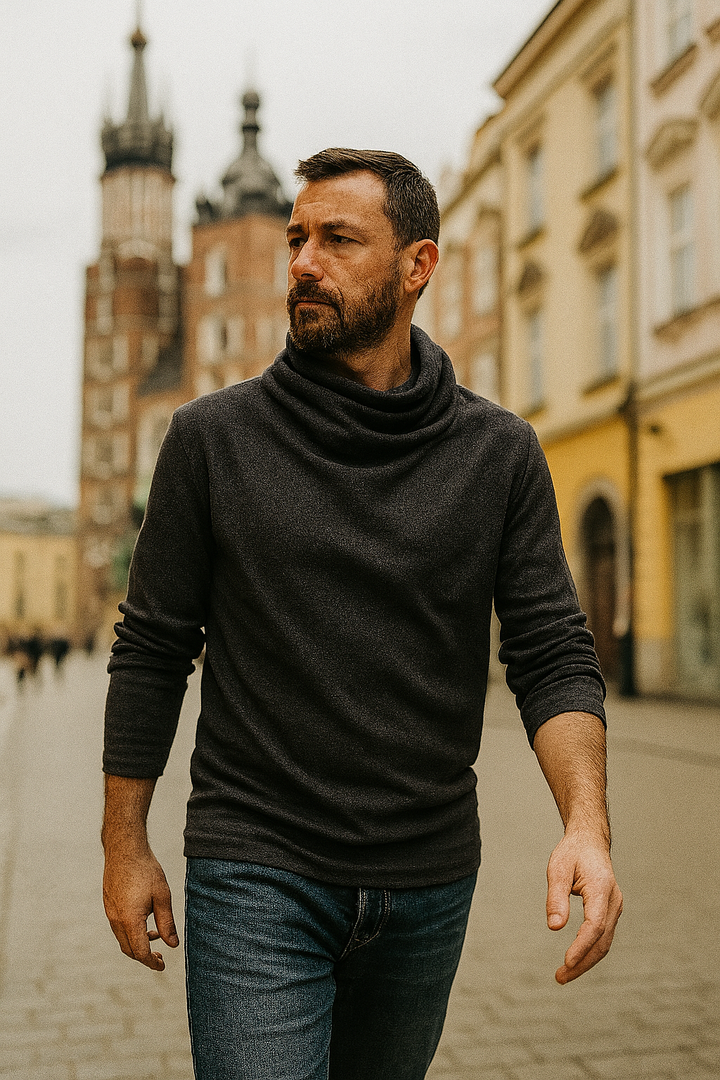 Adrian | Męski Zimowy Golfowy Sweter | Jednolity