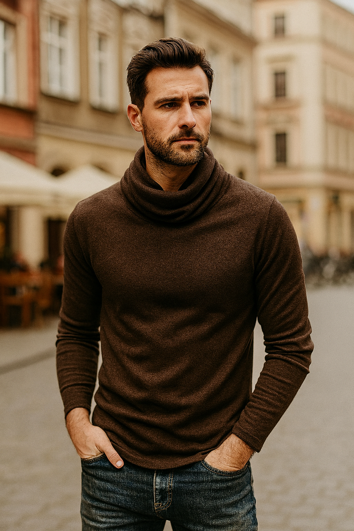 Adrian | Męski Zimowy Golfowy Sweter | Jednolity