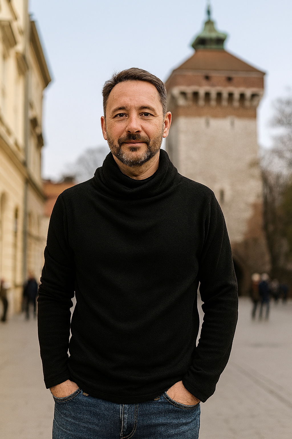 Adrian | Męski Zimowy Golfowy Sweter | Jednolity