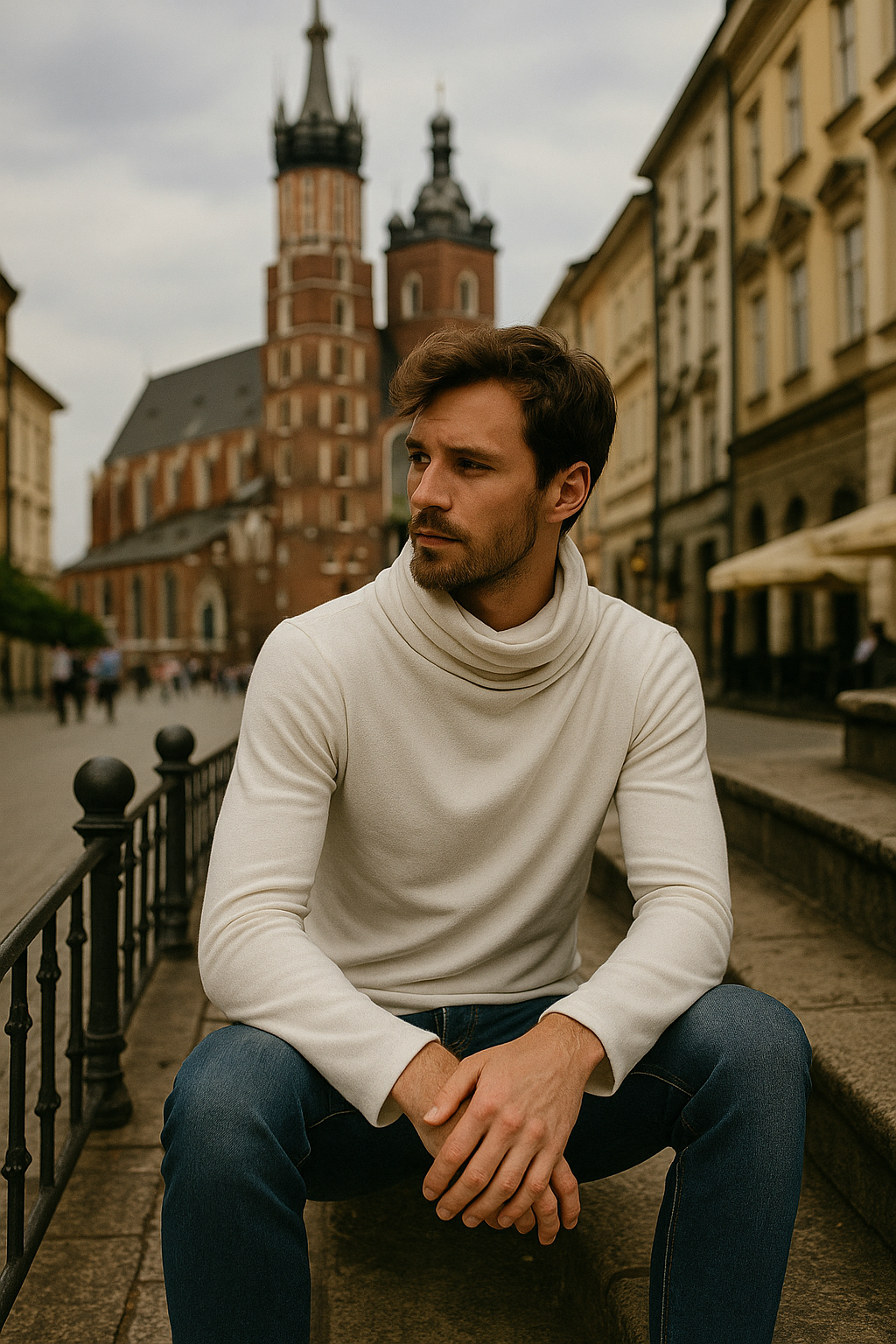 Adrian | Męski Zimowy Golfowy Sweter | Jednolity