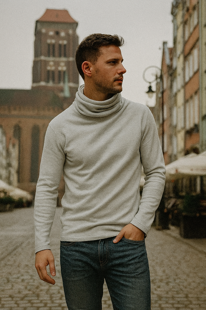 Adrian | Męski Zimowy Golfowy Sweter | Jednolity
