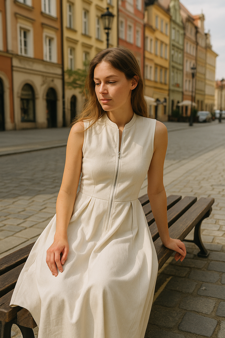Aria | Sukienka Damska Elegancka Plisowana Midi | Letnia