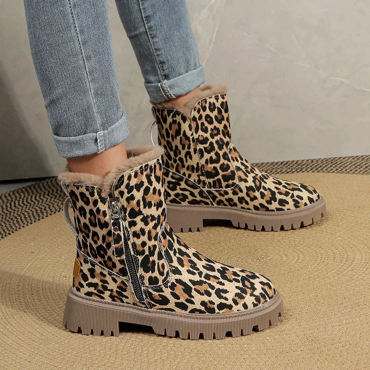 Buty Zimowe Damskie Wzór Lamparta | Grip