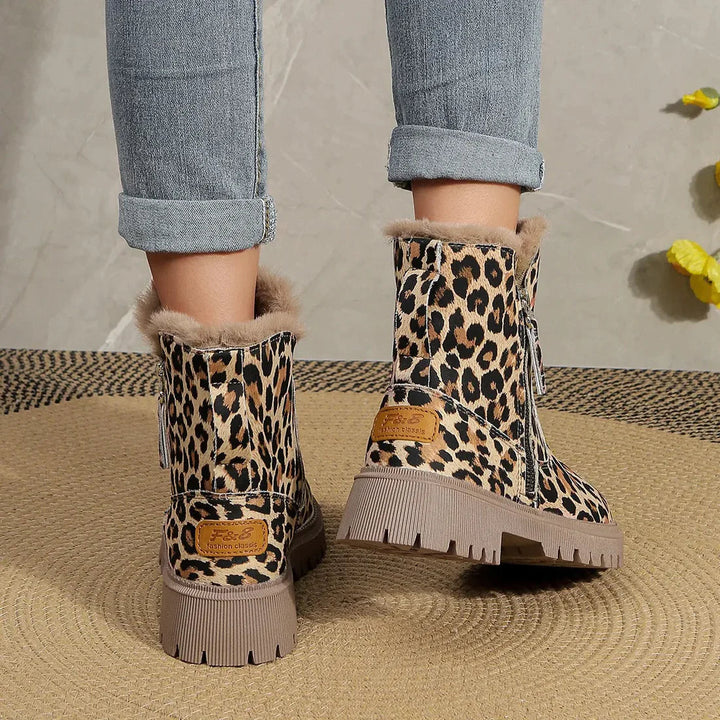 Buty Zimowe Damskie Wzór Lamparta | Grip