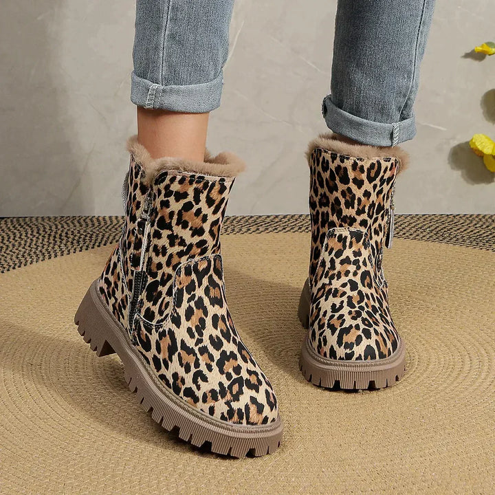 Buty Zimowe Damskie Wzór Lamparta | Grip