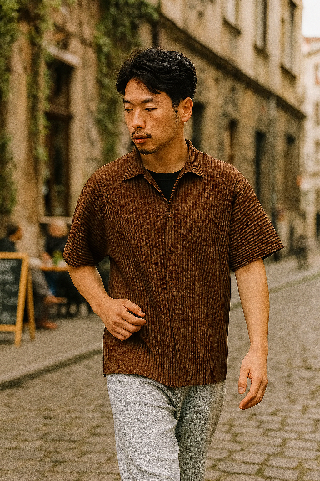 Jakub | Męska Plisowana Letnia Koszula | Koreański Styl