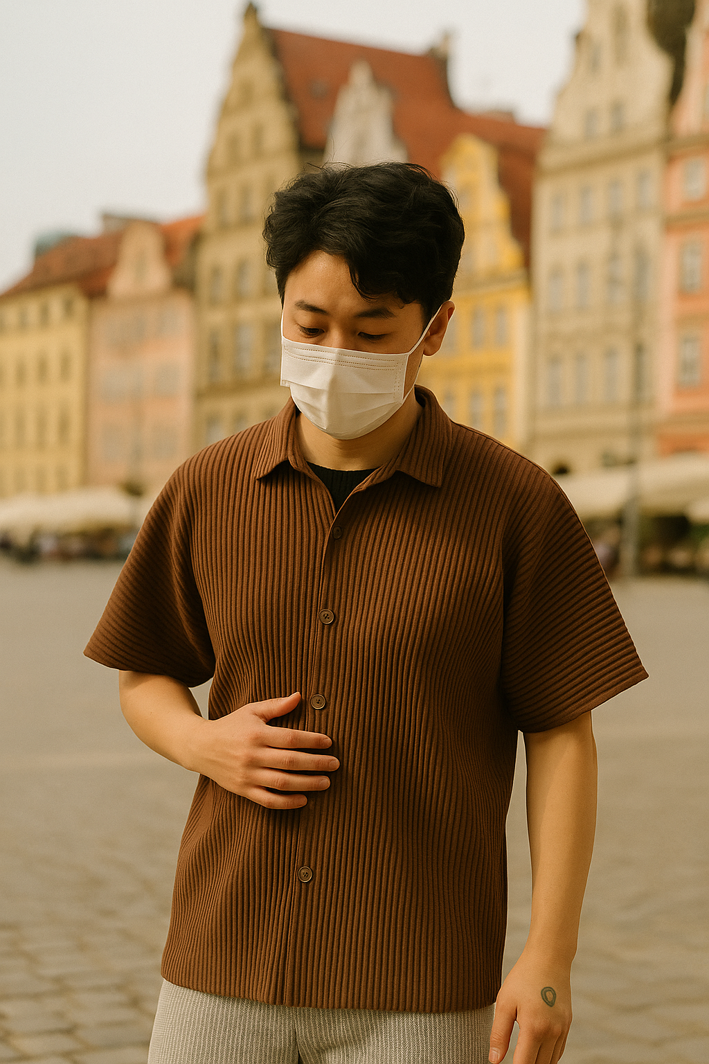 Jakub | Męska Plisowana Letnia Koszula | Koreański Styl
