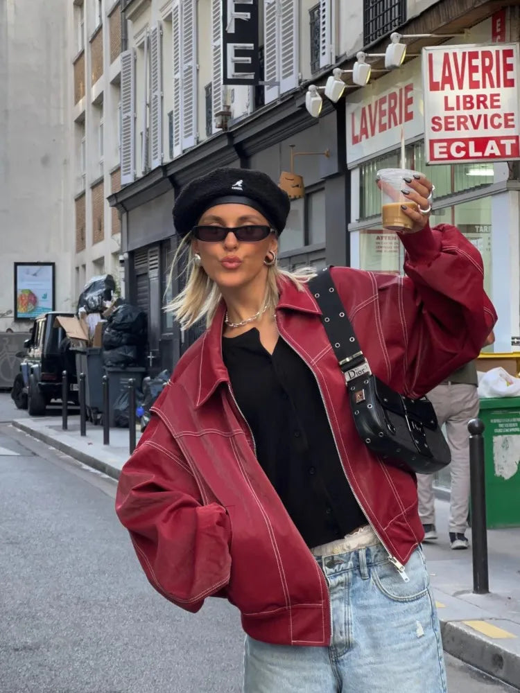 Kurtka Jesienna Damska Trucker Oversized | Casulowy