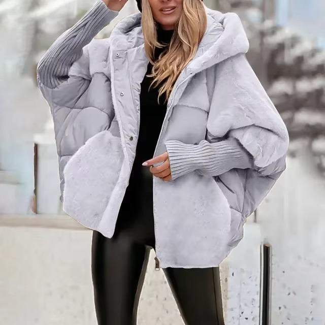 Kurtka zimowa damska oversize z kapturem | Pikowana