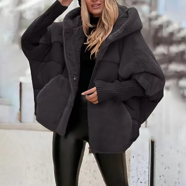 Kurtka zimowa damska oversize z kapturem | Pikowana