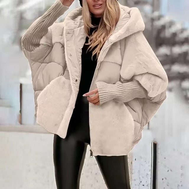 Kurtka zimowa damska oversize z kapturem | Pikowana