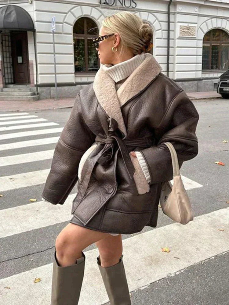 Płaszcz Zimowy Damski Oversized Teddy | Krotki