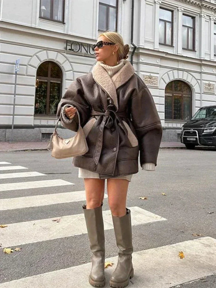 Płaszcz Zimowy Damski Oversized Teddy | Krotki