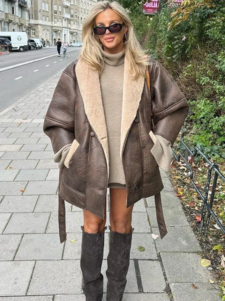 Płaszcz Zimowy Damski Oversized Teddy | Krotki