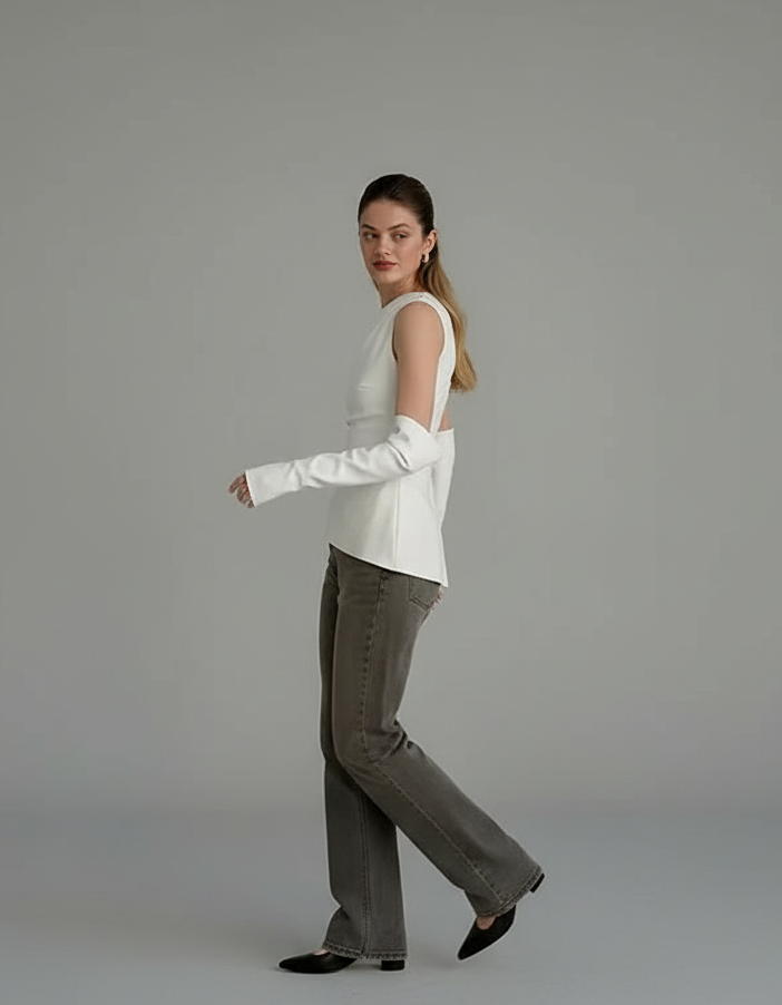 Ania | Damska Asymetryczna Bezrękawnikowa Bluzka | Letnia