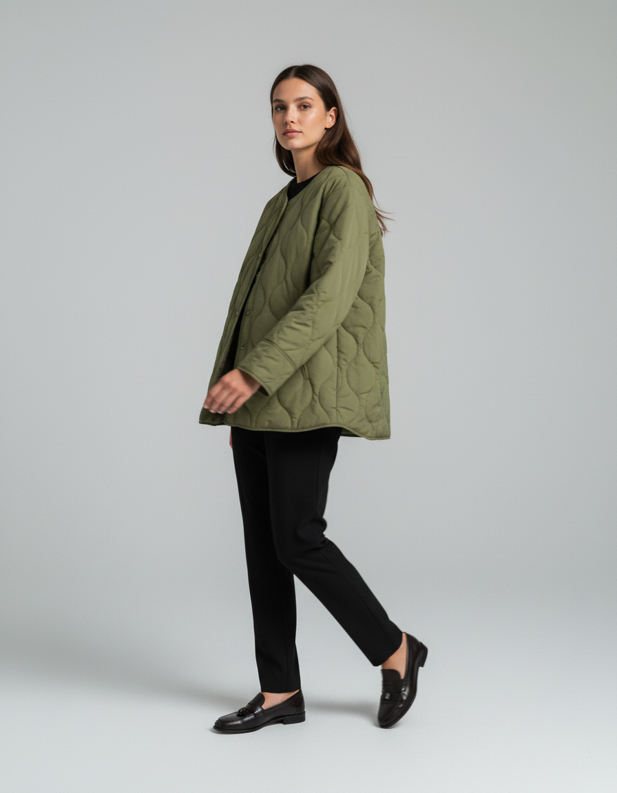 Kurtka Jesienna Damska Oversize | Pikowana