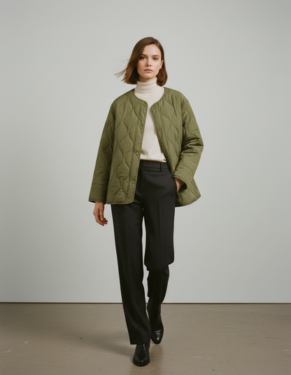 Kurtka Jesienna Damska Oversize | Pikowana