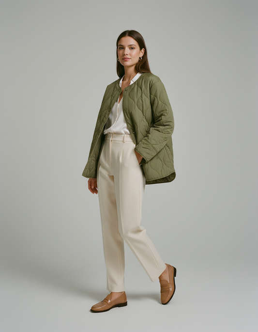 Kurtka Jesienna Damska Oversize | Pikowana