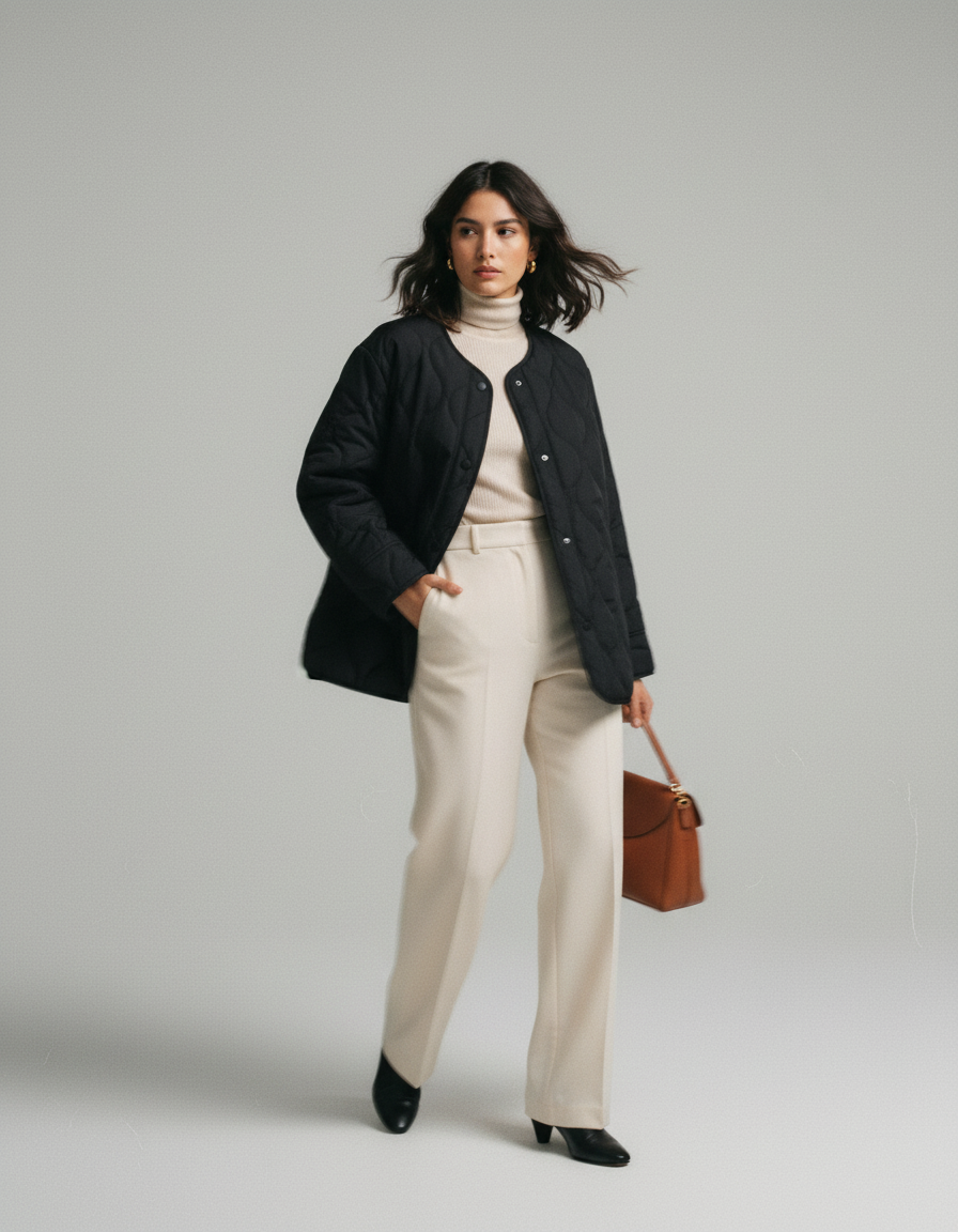 Kurtka Jesienna Damska Oversize | Pikowana