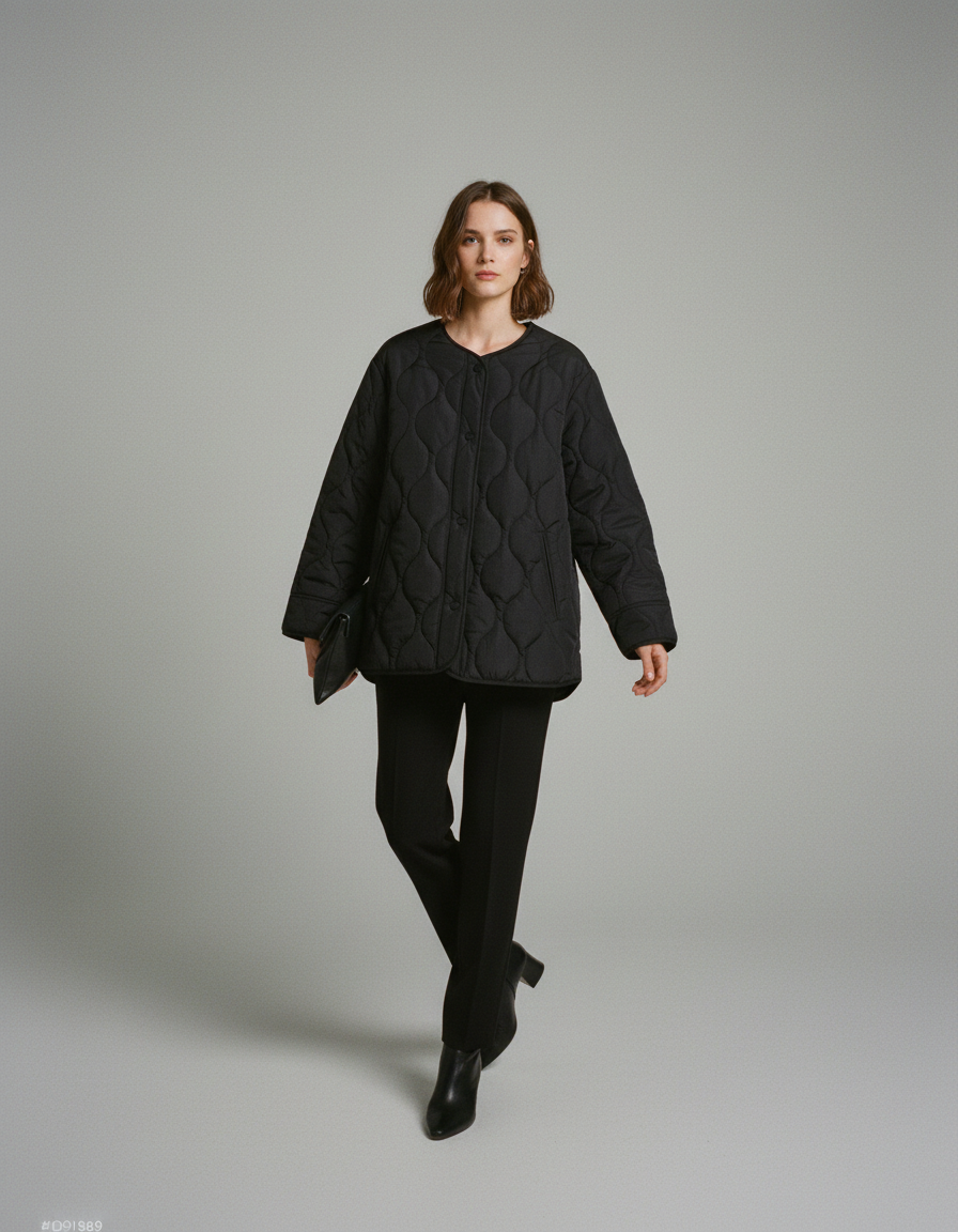 Kurtka Jesienna Damska Oversize | Pikowana