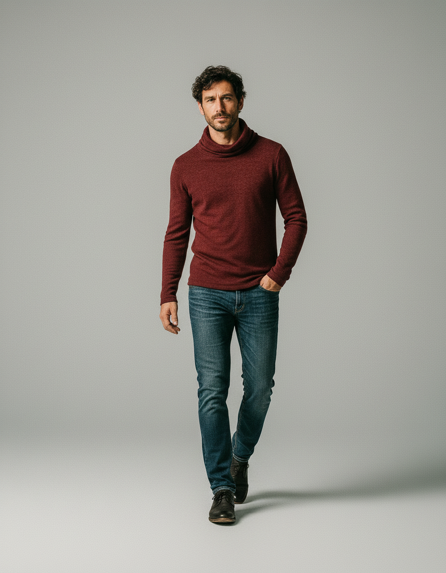 Adrian | Męski Zimowy Golfowy Sweter | Jednolity