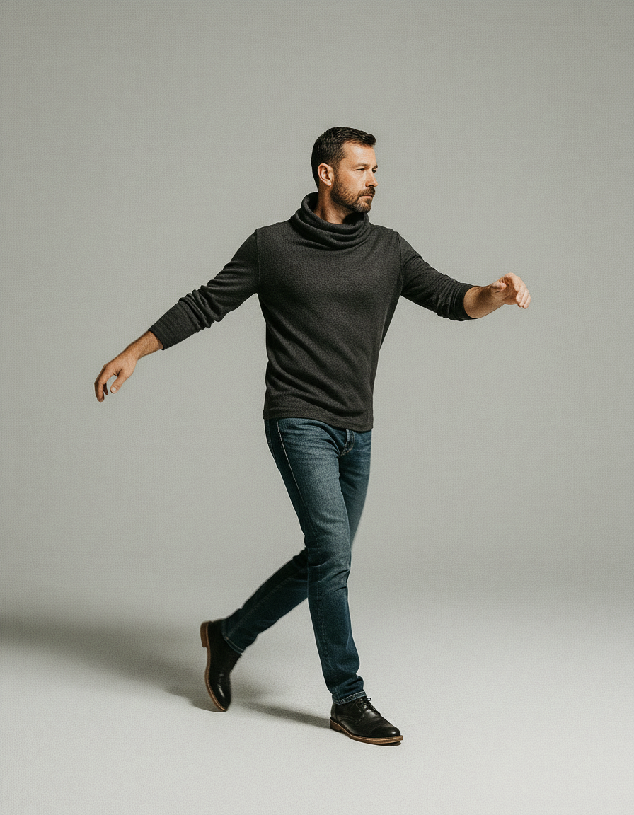 Adrian | Męski Zimowy Golfowy Sweter | Jednolity