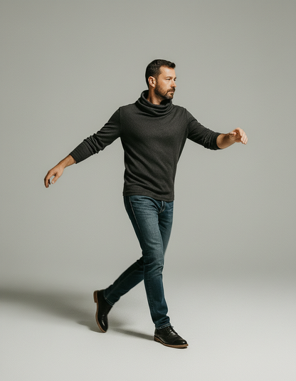 Adrian | Męski Zimowy Golfowy Sweter | Jednolity