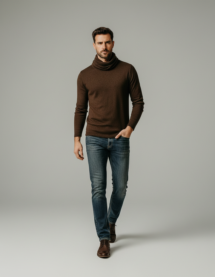 Adrian | Męski Zimowy Golfowy Sweter | Jednolity