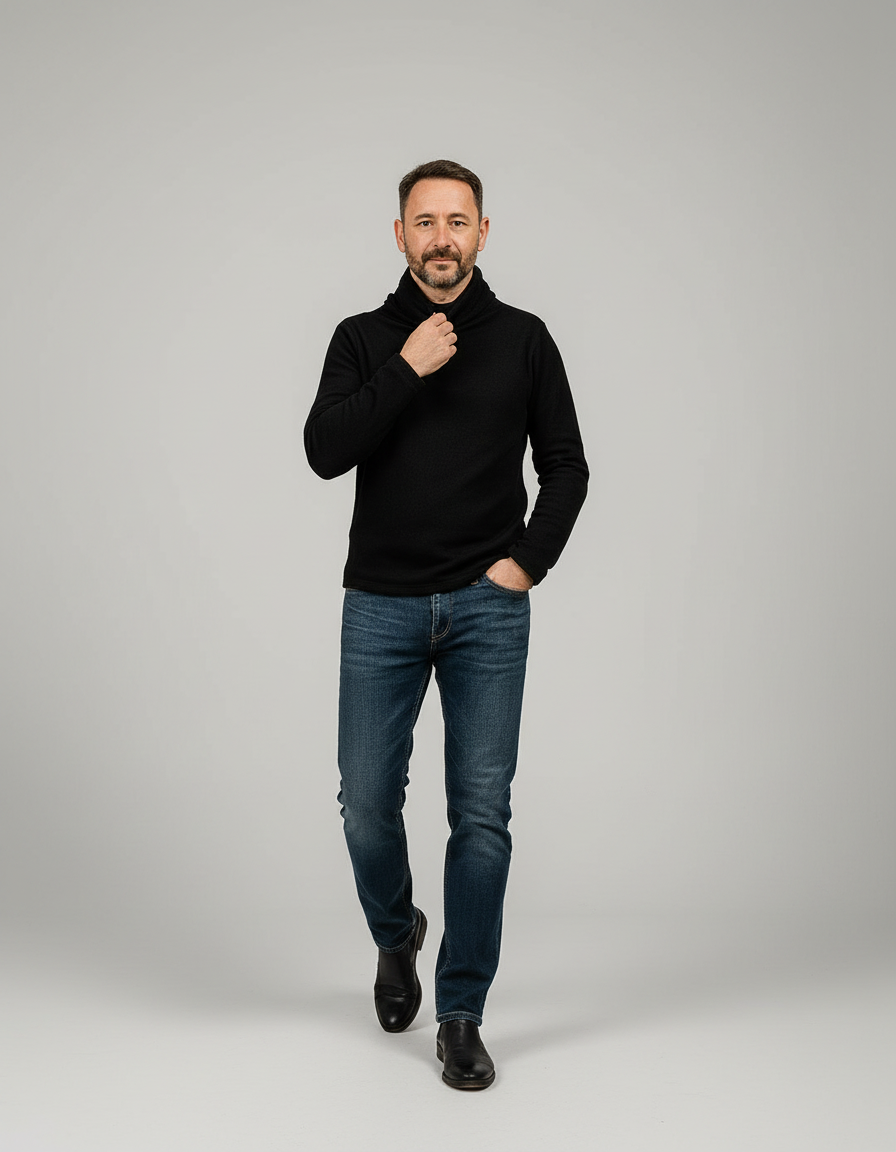 Adrian | Męski Zimowy Golfowy Sweter | Jednolity