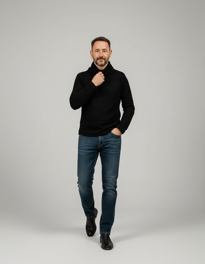 Adrian | Męski Zimowy Golfowy Sweter | Jednolity