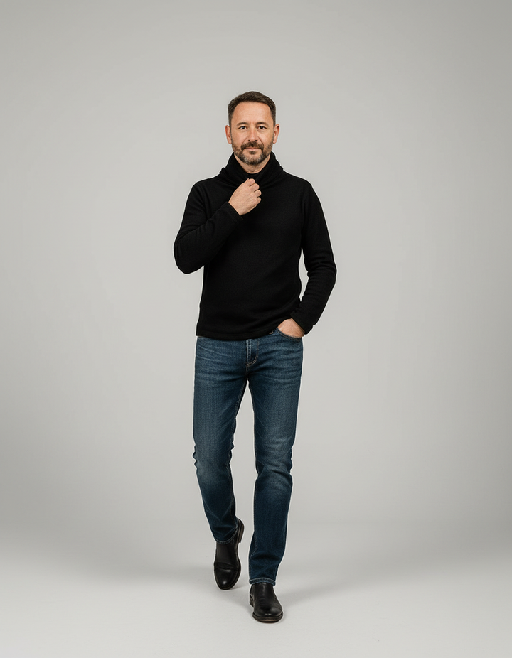 Adrian | Męski Zimowy Golfowy Sweter | Jednolity