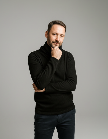 Adrian | Męski Zimowy Golfowy Sweter | Jednolity