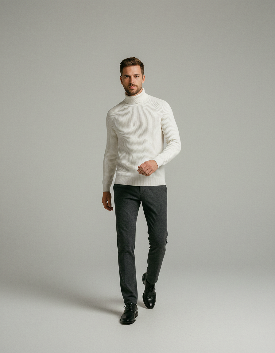 Adrian | Męski Zimowy Golfowy Sweter | Jednolity