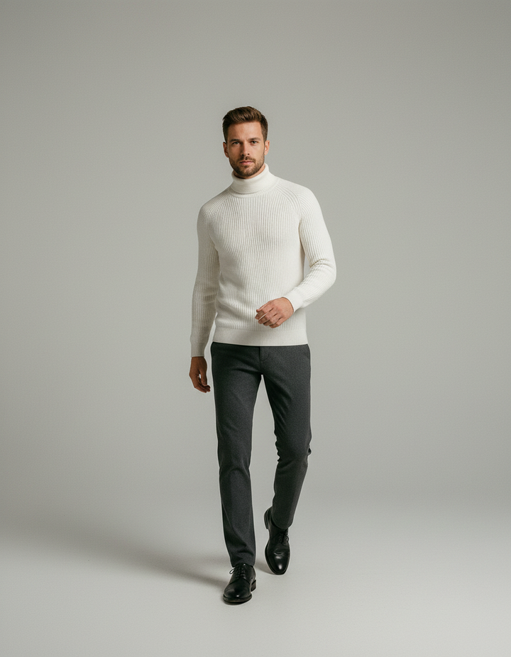 Adrian | Męski Zimowy Golfowy Sweter | Jednolity