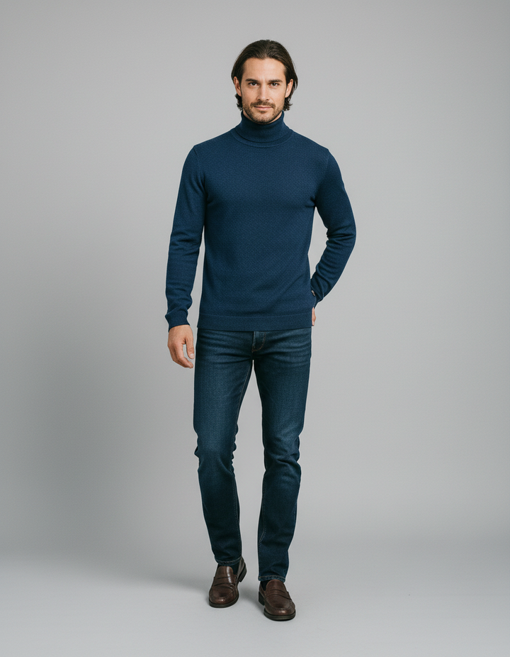 Adrian | Męski Zimowy Golfowy Sweter | Jednolity