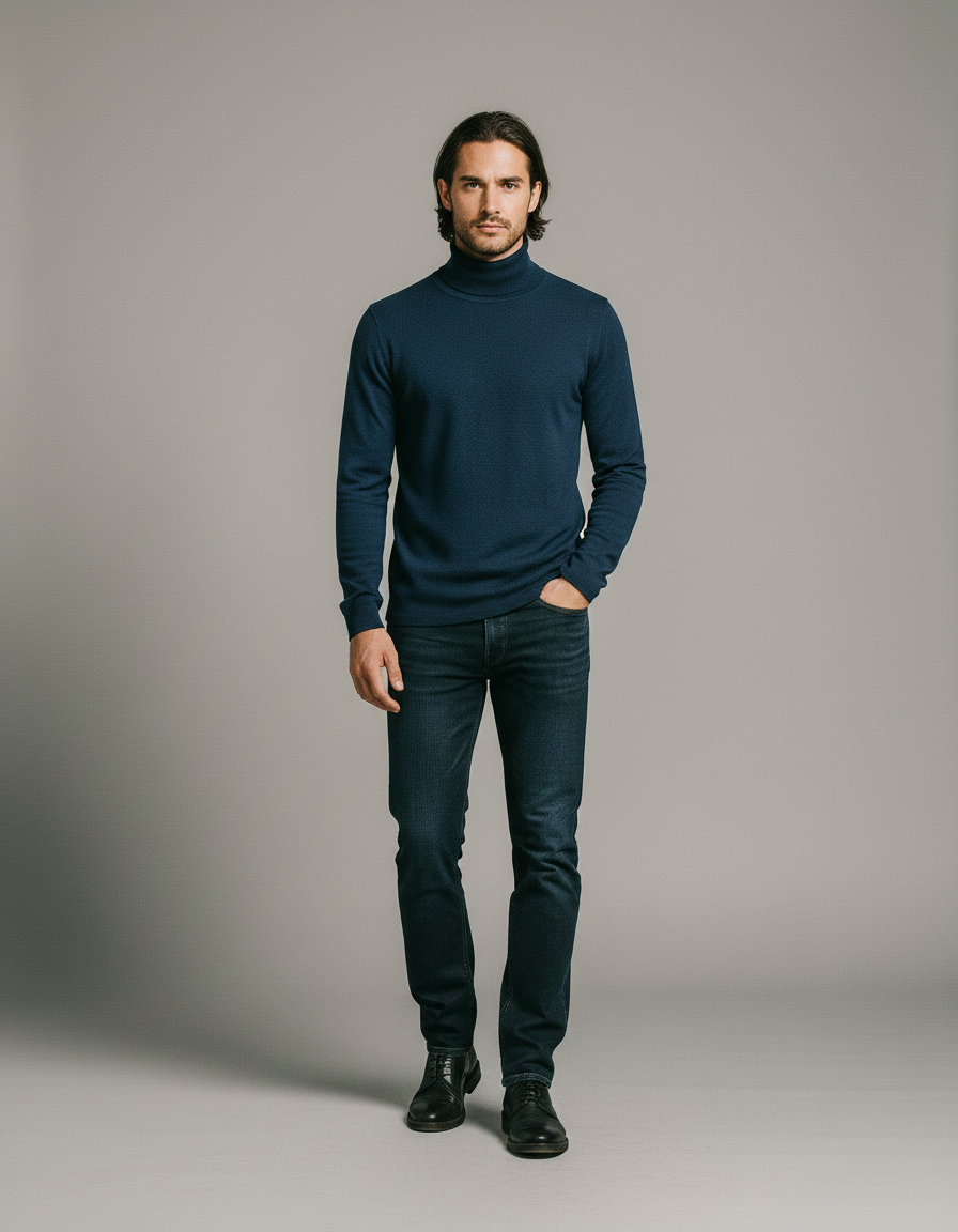 Adrian | Męski Zimowy Golfowy Sweter | Jednolity